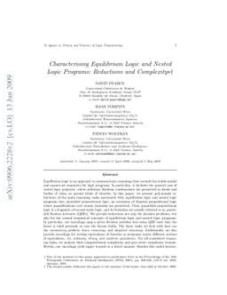 Characterising equilibrium logic and nested logic programs: Reductions
  and complexity