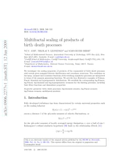 Multifractal scaling of products of birth--death processes