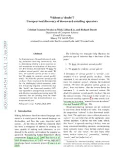 Without a 'doubt'? Unsupervised discovery of downward-entailing
  operators