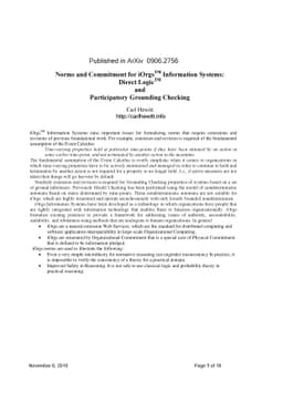 Norms and Commitment for iOrgs(TM) Information Systems: Direct Logic(TM)
  and Participatory Grounding Checking