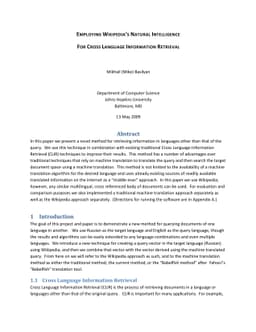 Employing Wikipedia's Natural Intelligence For Cross Language
  Information Retrieval