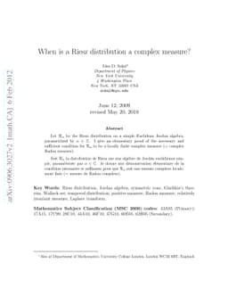 When is a Riesz distribution a complex measure?