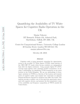 Quantifying the Availability of TV White Spaces for Cognitive Radio
  Operation in the UK