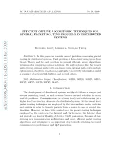 Efficient Offline Algorithmic Techniques for Several Packet Routing
  Problems in Distributed Systems