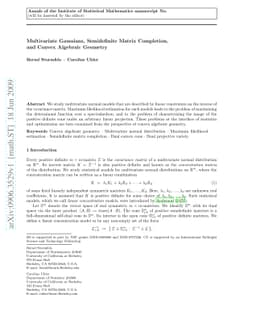 Multivariate Gaussians, Semidefinite Matrix Completion, and Convex
  Algebraic Geometry