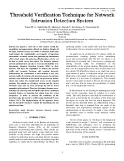 Threshold Verification Technique for Network Intrusion Detection System