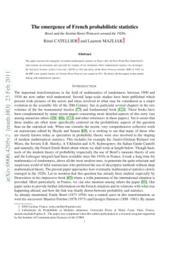 The emergence of French statistics. How mathematics entered the world of
  statistics in France during the 1920s