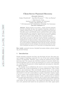 Client-Server Password Recovery (Extended Abstract)