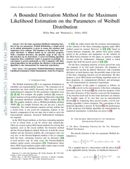 A Bounded Derivative Method for the Maximum Likelihood Estimation on
  Weibull Parameters