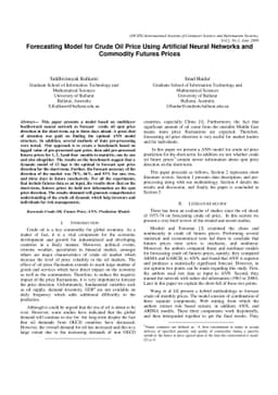 Forecasting Model for Crude Oil Price Using Artificial Neural Networks
  and Commodity Futures Prices