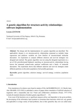 A genetic algorithm for structure-activity relationships: software
  implementation