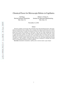 Chemical Power for Microscopic Robots in Capillaries