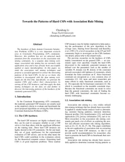 Towards the Patterns of Hard CSPs with Association Rule Mining