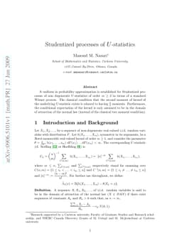 Studentized Processes of U-statistics