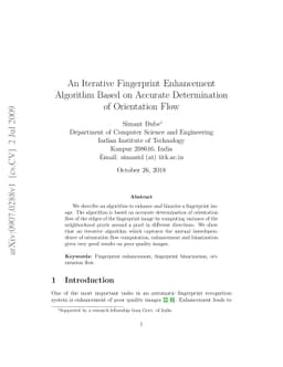 An Iterative Fingerprint Enhancement Algorithm Based on Accurate
  Determination of Orientation Flow