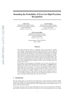 Bounding the Probability of Error for High Precision Recognition