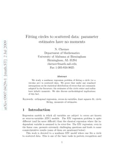 Fitting circles to scattered data: parameter estimates have no moments