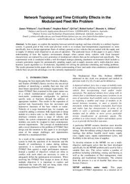 Network Topology and Time Criticality Effects in the Modularised Fleet
  Mix Problem