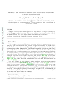 Breaking a new substitution-diffusion based image cipher using chaotic
  standard and logistic maps