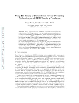 Using HB Family of Protocols for Privacy-Preserving Authentication of
  RFID Tags in a Population