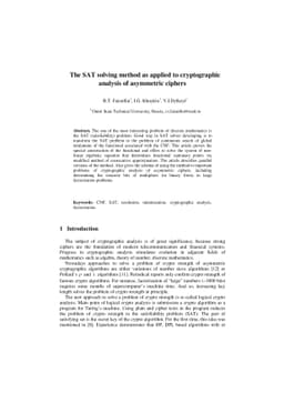 The SAT solving method as applied to cryptographic analysis of
  asymmetric ciphers