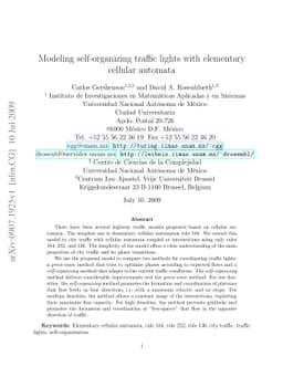 Modeling self-organizing traffic lights with elementary cellular
  automata