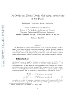 On Cyclic and Nearly Cyclic Multiagent Interactions in the Plane