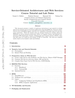 Service-Oriented Architectures and Web Services: Course Tutorial and Lab
  Notes