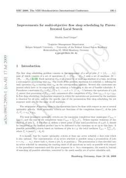 Improvements for multi-objective flow shop scheduling by Pareto Iterated
  Local Search