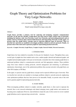 Graph Theory and Optimization Problems for Very Large Networks