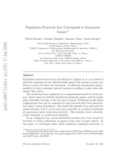 Population Protocols that Correspond to Symmetric Games