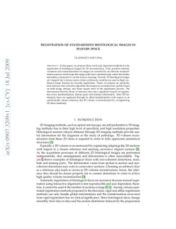 Registration of Standardized Histological Images in Feature Space