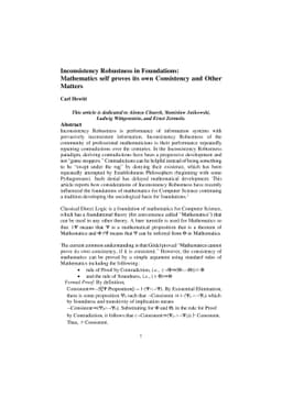 Inconsistency Robustness in Foundations: Mathematics self proves its own
  Consistency and Other Matters