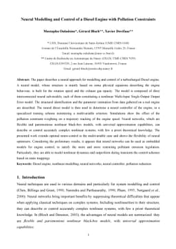 Neural Modeling and Control of Diesel Engine with Pollution Constraints