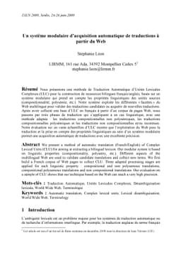 Un système modulaire dácquisition automatique de traductions à
  partir du Web
