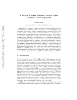 A Secure Wireless Routing Protocol Using Enhanced Chain Signatures
