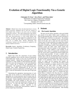 Evolution of Digital Logic Functionality via a Genetic Algorithm