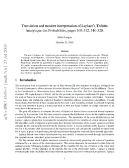 Translation and modern interpretation of Laplace's Théorie Analytique
  des Probabilités, pages 505-512, 516-520