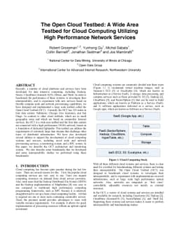The Open Cloud Testbed: A Wide Area Testbed for Cloud Computing
  Utilizing High Performance Network Services