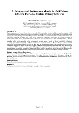 Architecture and Performance Models for QoS-Driven Effective Peering of
  Content Delivery Networks