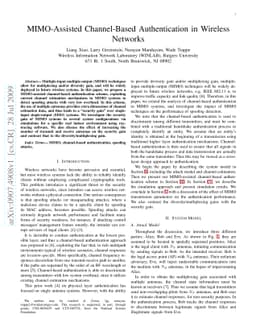 MIMO-Assisted Channel-Based Authentication in Wireless Networks