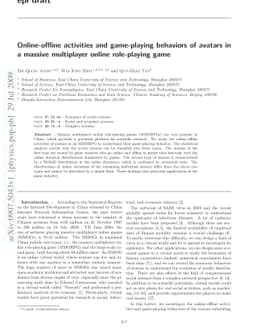 Online-offline activities and game-playing behaviors of avatars in a
  massive multiplayer online role-playing game