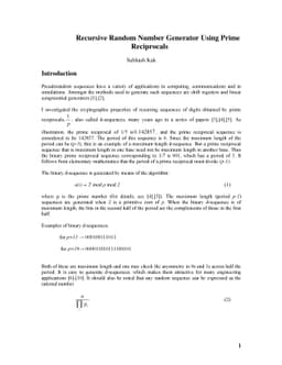 Recursive Random Number Generator Using Prime Reciprocals