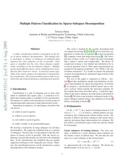 Multiple pattern classification by sparse subspace decomposition