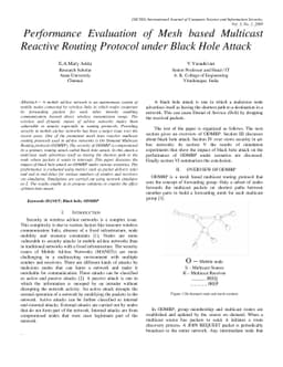 Performance Evaluation of Mesh based Multicast Reactive Routing Protocol
  under Black Hole Attack