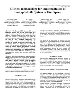 Efficient methodology for implementation of Encrypted File System in
  User Space