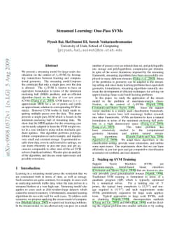 Streamed Learning: One-Pass SVMs