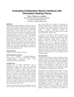 Evaluating Collaborative Search Interfaces with Information Seeking
  Theory