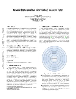 Toward Collaborative Information Seeking (CIS)