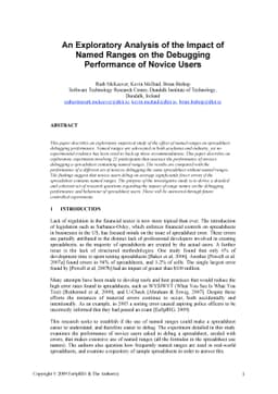 An Exploratory Analysis of the Impact of Named Ranges on the Debugging
  Performance of Novice Users